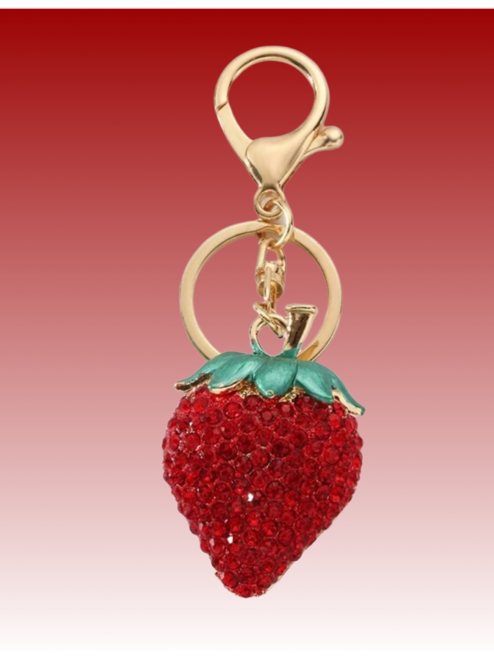 Strawberry Crystal Keychain/bag charm 🍓